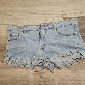 Levi's Blue Jean Shorts Distressed Frayed Hem